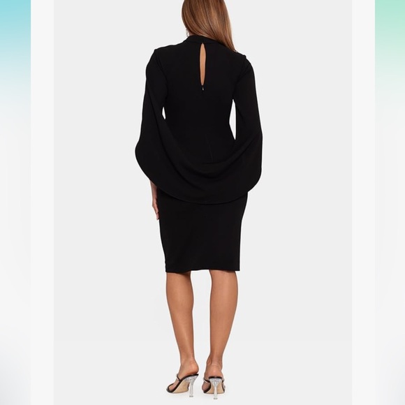 Betsy & Adam Black Ruched Sheath Dress sleeveless - Picture 3 of 10